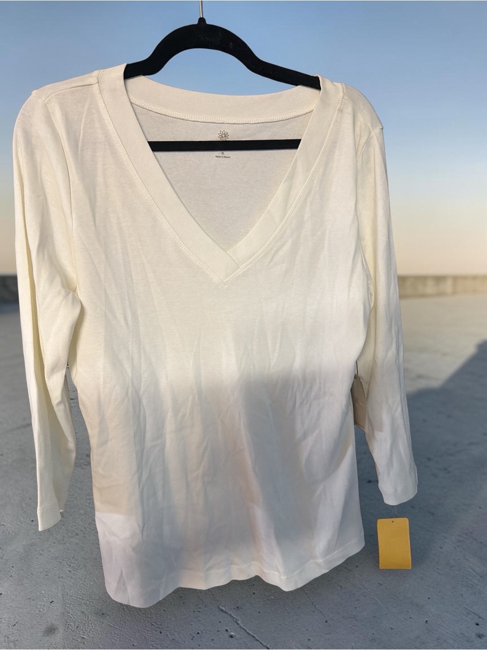 Caslon Cream V-Neck Long Sleeve Top